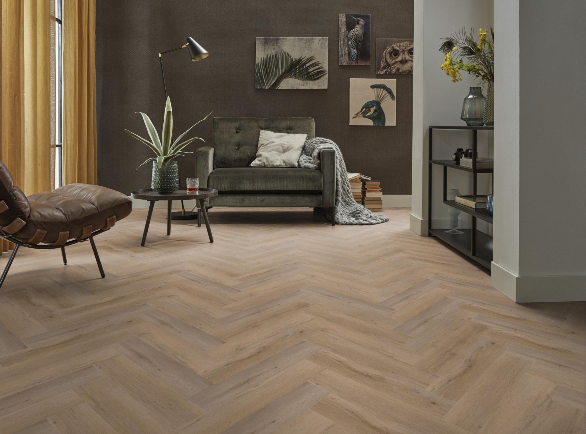 Spigato Vivero visgraat dryback Natural Oak Ambiant 6411182219 pvc sfeerfoto
