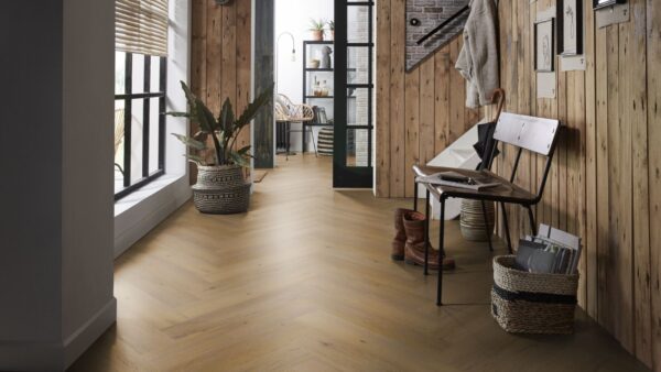 Spigato Vivero visgraat dryback Dark Oak Ambiant pvc vloer