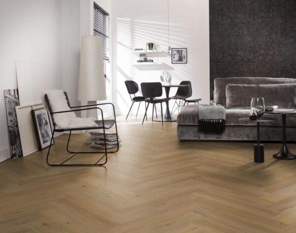 Spigato Vivero visgraat dryback Dark Oak Ambiant sfeerfoto