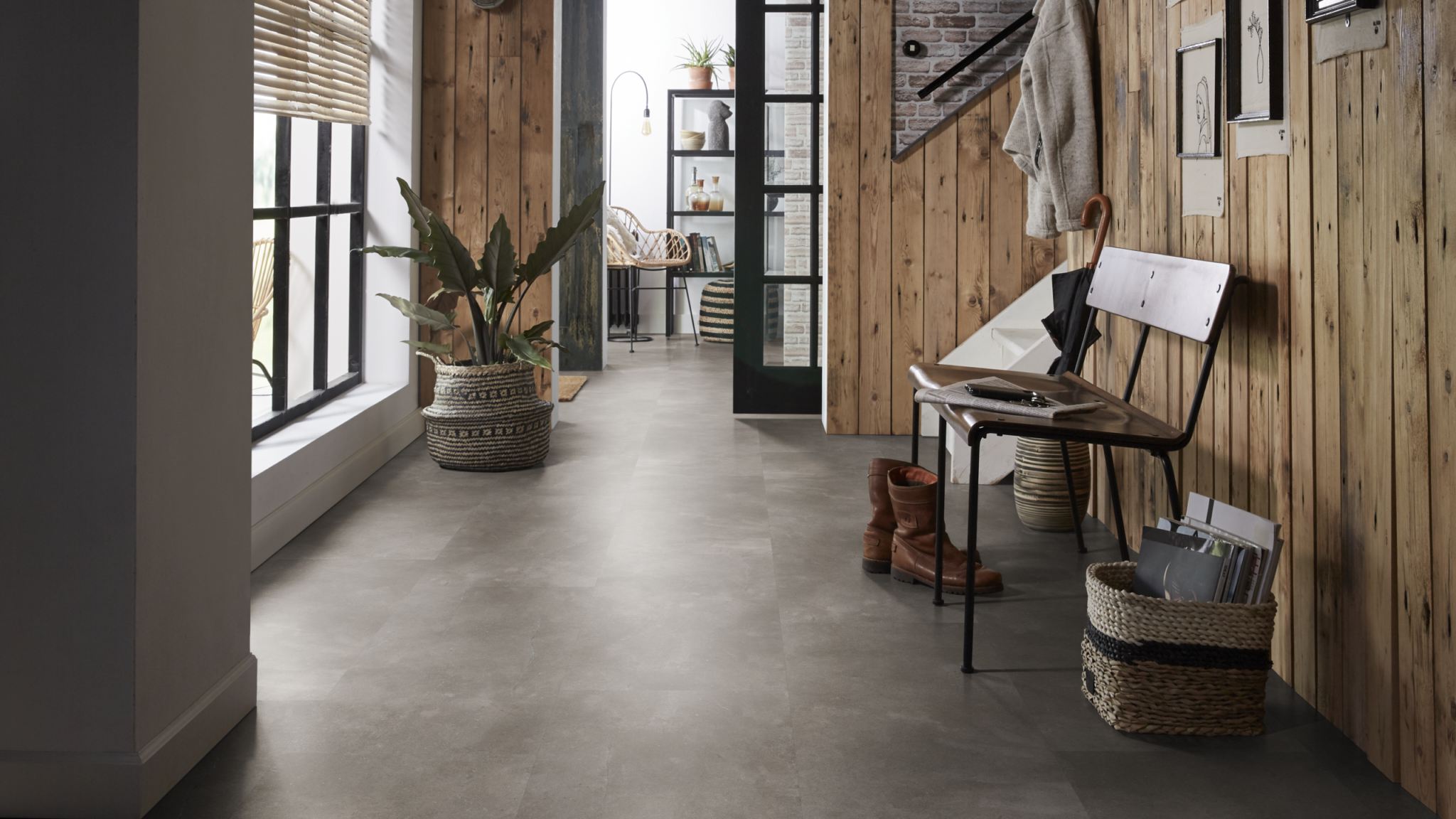 Piazzo dryback Warm Grey Ambiant 6091731019 pvc tegelvloer sfeerfoto 1