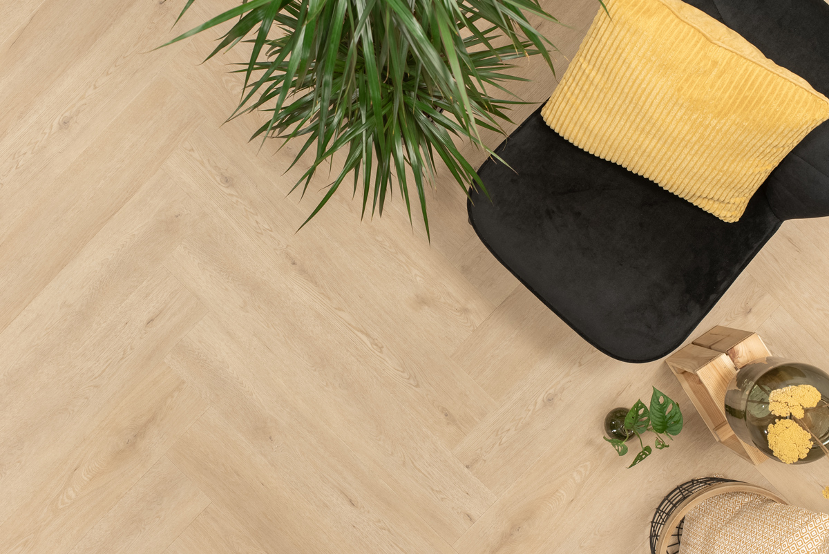 Floer Walvisgraat PVC Gaia Grijsbeige boven