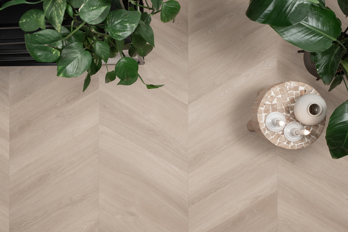 Floer Hongaarse Punt PVC – Onbehandeld Eiken woonkamer